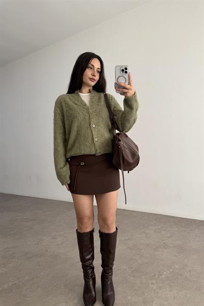 Premium Yumoş Yünlü Çağla Yeşil Hırka