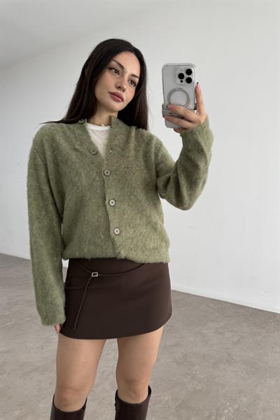 Premium Yumoş Yünlü Çağla Yeşil Hırka