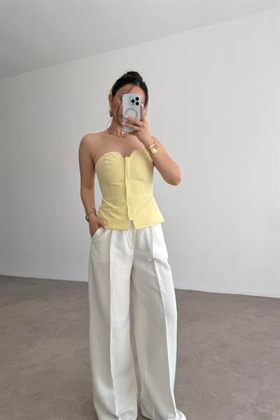 Pynappel Fermuarlı Straplez Büstiyer Yellow