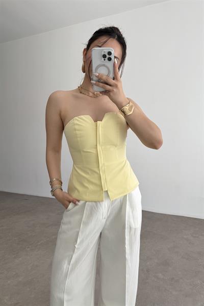 Pynappel Fermuarlı Straplez Büstiyer Yellow