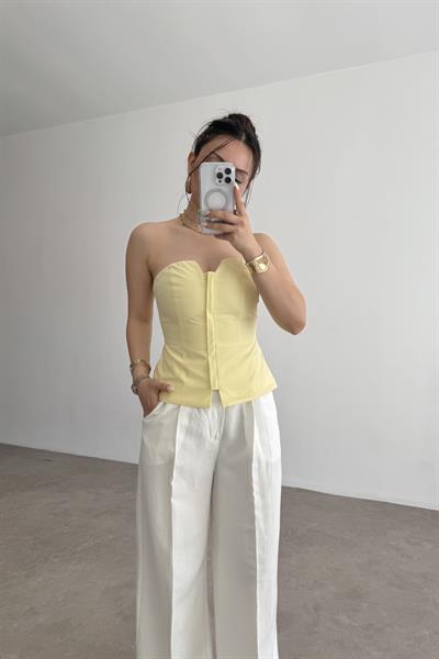 Pynappel Fermuarlı Straplez Büstiyer Yellow