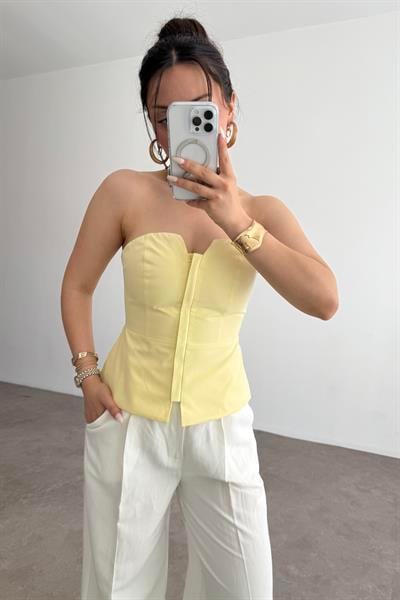 Pynappel Fermuarlı Straplez Büstiyer Yellow