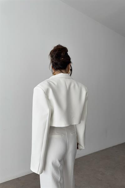 Ravi Crop Blazer Ceket Beyaz 