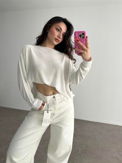 Ribanalı Dökümlü Premium Yırtmaçlı Bluz