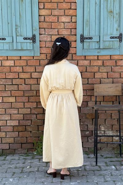 Rv Butterfly Sarı Uzun Fermuarlı Elbise