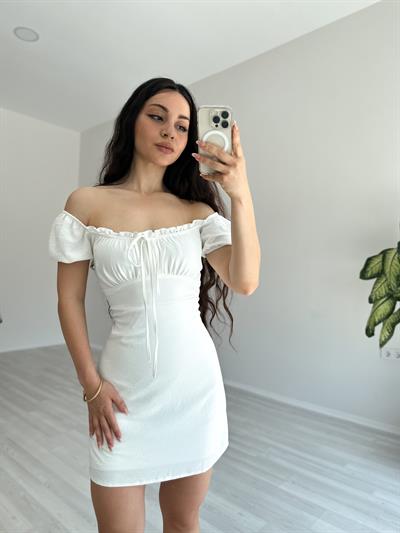 Sasha Astarlı Beyaz Elbise