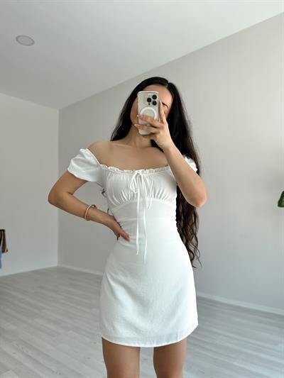Sasha Astarlı Beyaz Elbise