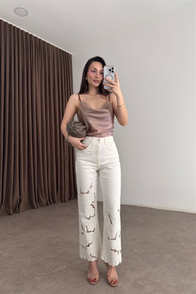 Degaje Yaka Saten Doha Askılı Atlet 