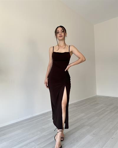 Serenity Drapeli Acı Kahve Elbise