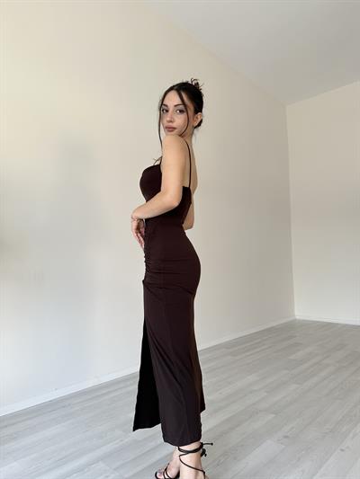 Serenity Drapeli Acı Kahve Elbise