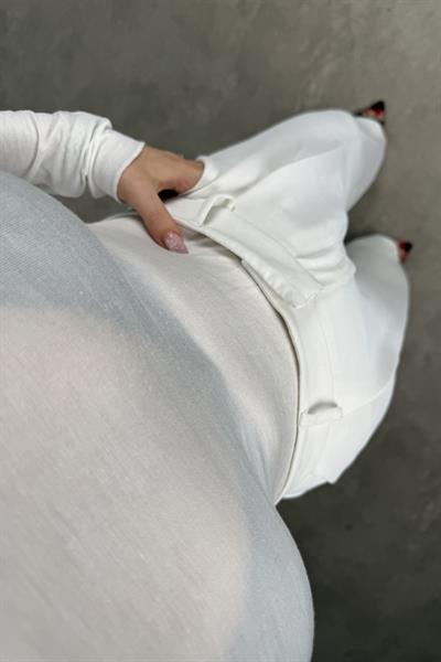 Sıfır Yaka Soft Kumaş Yarı Transparan Beyaz  Body