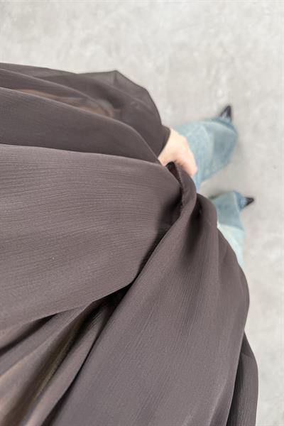 Şifon Katlı Boyundan Bağlama Detaylı Kahve Buz