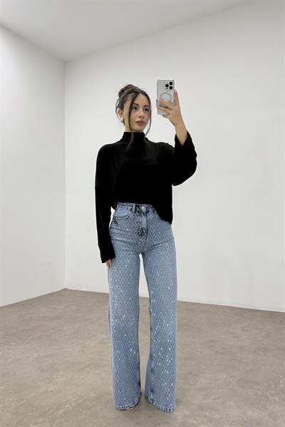 Sık Taş İşlemeli Light Blue Orijinal Jean