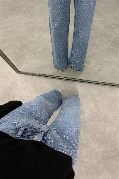 Sık Taş İşlemeli Light Blue Orijinal Jean