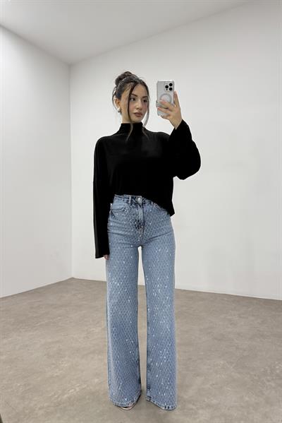 Sık Taş İşlemeli Light Blue Orijinal Jean