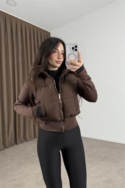 Şişme Kollu Ribanalı Kahve Spor Mont 