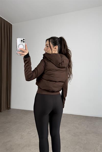 Şişme Kollu Ribanalı Kahve Spor Mont 