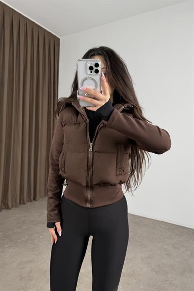 Şişme Kollu Ribanalı Kahve Spor Mont 