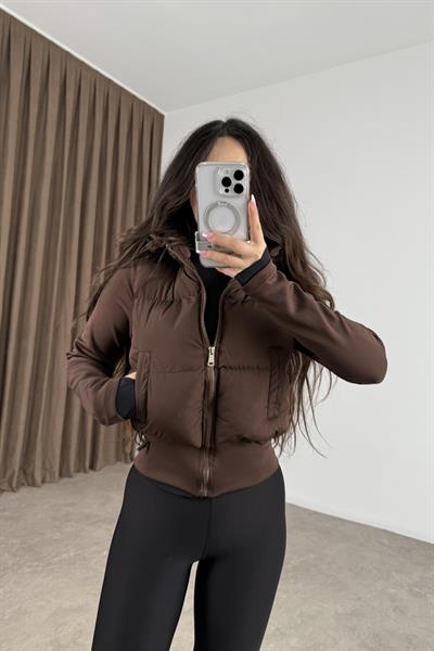 Şişme Kollu Ribanalı Kahve Spor Mont 