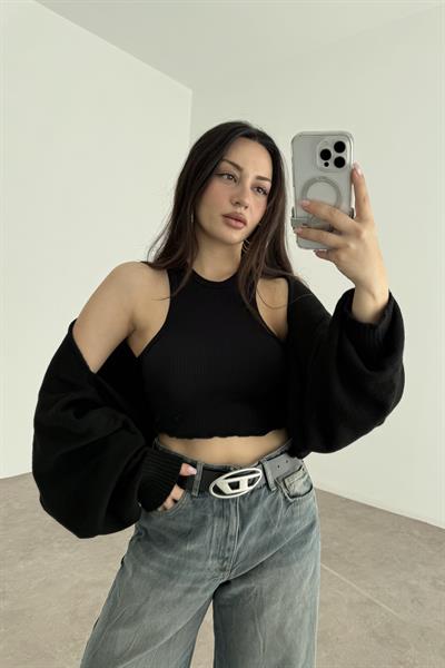 Siyah Salaş Bolero Hırka