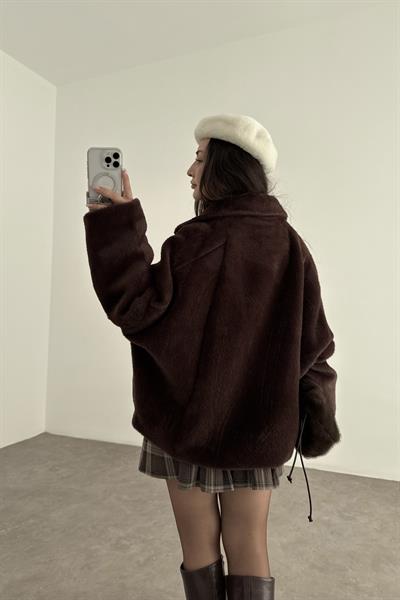 Square Cep Detaylı Yumoş Acı Kahve Kaban