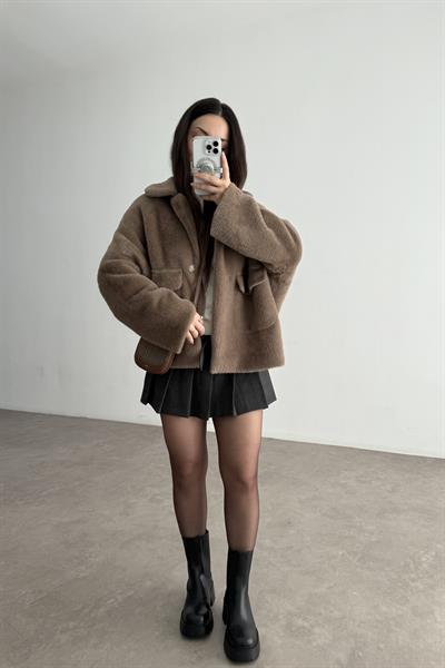 Square Cep Detaylı Yumoş Moka Kaban