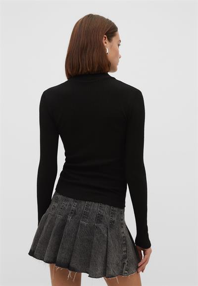 Strdvrs Fitilli Balıkçı Yaka Siyah Body