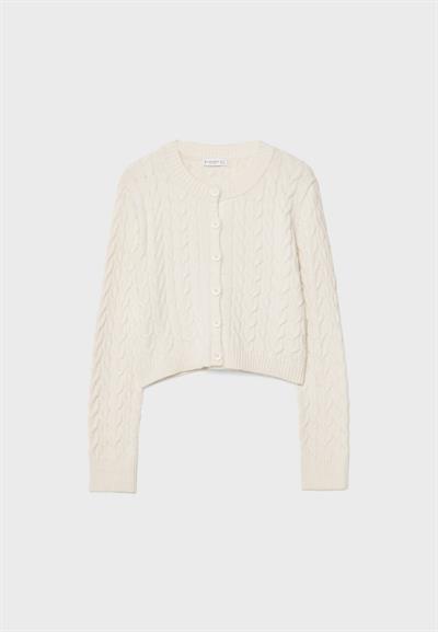 Strdvrs Örgü Morifli Ekru Hırka