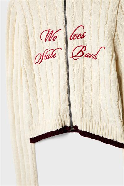 Strdvrs Orj. Fermuarlı Bordo Çizgili Kazak