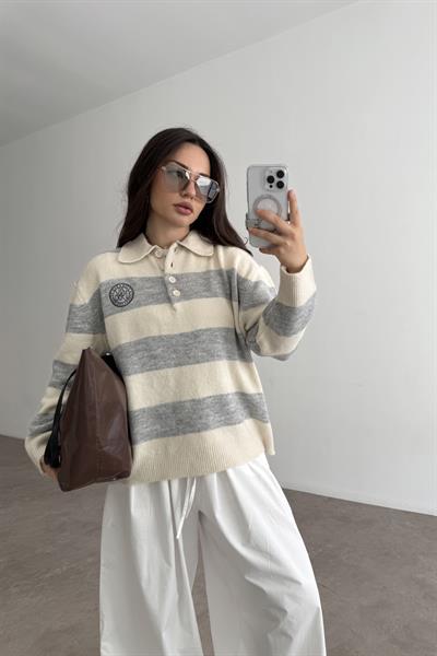 Strdvrs Orj. Polo Yaka Çizgili Kazak