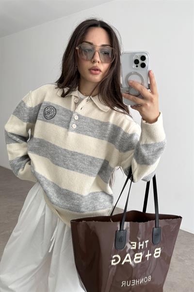 Strdvrs Orj. Polo Yaka Çizgili Kazak