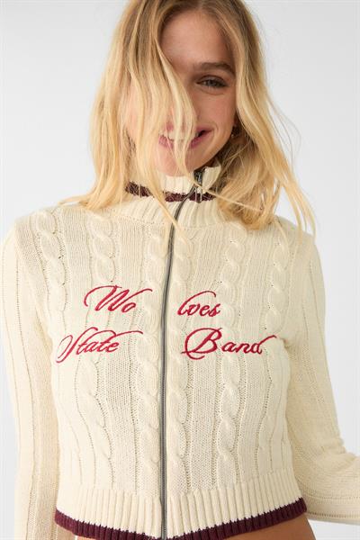 Strdvrs Orj. Fermuarlı Bordo Çizgili Kazak