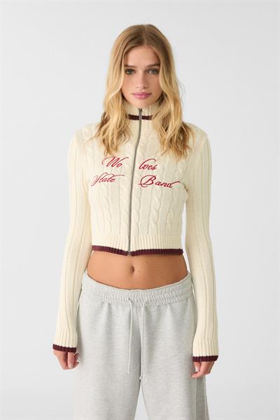 Strdvrs Orj. Fermuarlı Bordo Çizgili Kazak