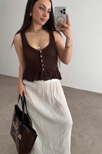 Strvdrs Orj. Fırfırlı Yelek Kahve