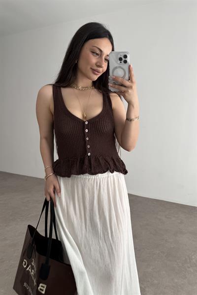 Strvdrs Orj. Fırfırlı Yelek Kahve