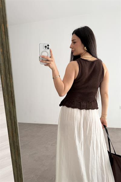 Strvdrs Orj. Fırfırlı Yelek Kahve