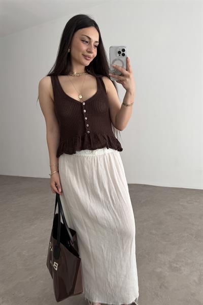 Strvdrs Orj. Fırfırlı Yelek Kahve