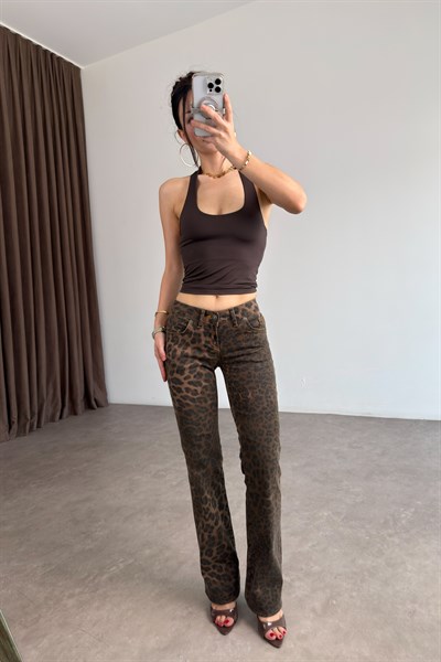 Subdued Leopar Likralı Flare Jean