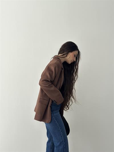 Süet Kahve Klasik Blazer Ceket