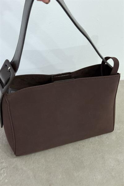 Süet Kare Model Acı Kahve Çanta