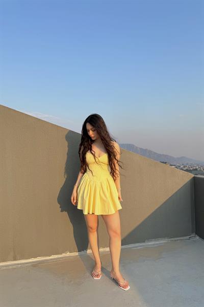 Sunny Korse Detaylı Sarı Elbise