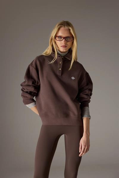 T.C.C Orijinal Premium Kahve Polo Yaka Sweatshirt