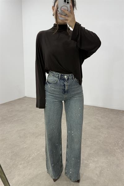 Taş İşlemeli Rusty Blue Orijinal Jean