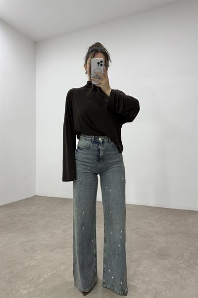 Taş İşlemeli Rusty Blue Orijinal Jean