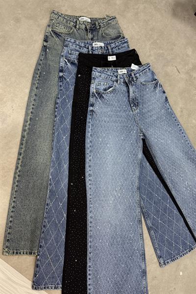 Taş İşlemeli Rusty Blue Orijinal Jean