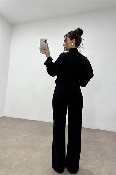 Taş İşlemeli Siyah Orijinal Jean