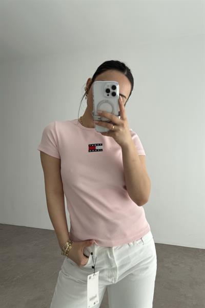 TH Kare Logolu Pembe T-shirt