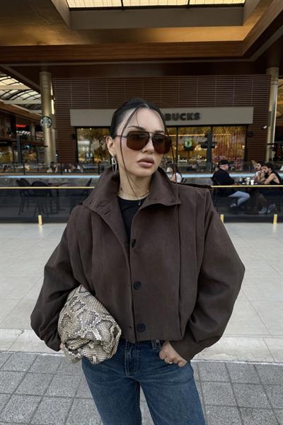 Tiana Süet Koyu Kahve Bomber Ceket