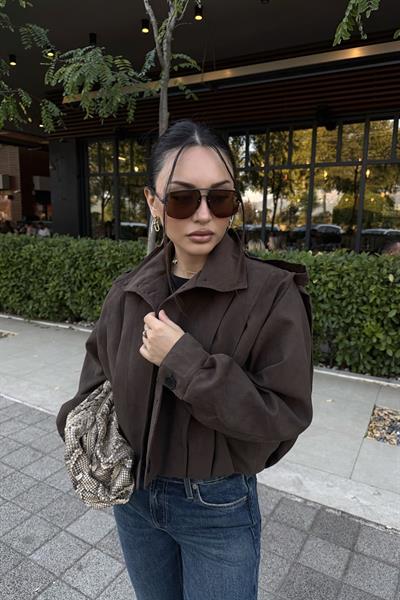 Tiana Süet Koyu Kahve Bomber Ceket