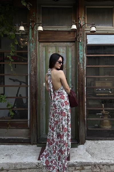 Tomris Gül Ekru Elbise 